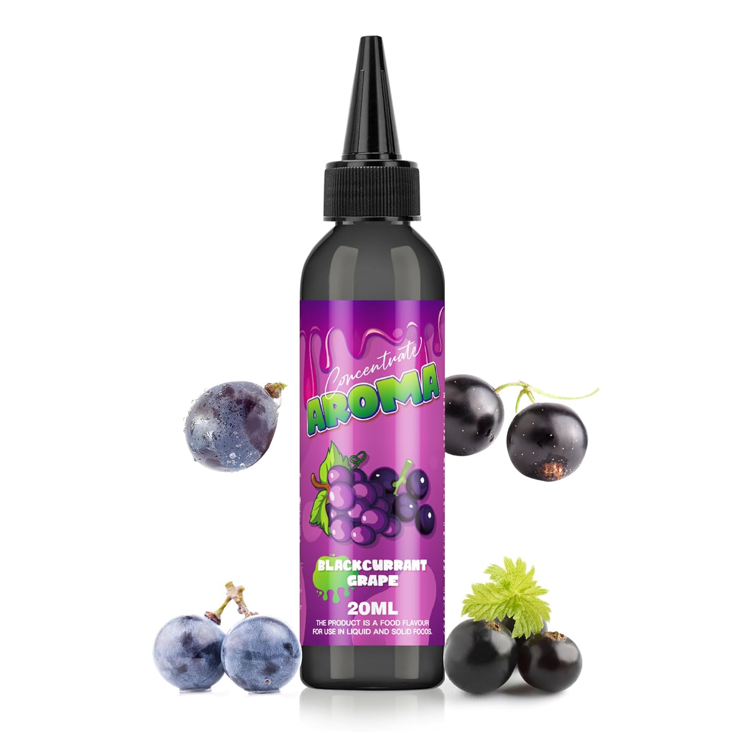 FURUN Food Flavoring Concentrate - Blackcurrant Grape , 20ml in 120ml Bottle , Shake & Make